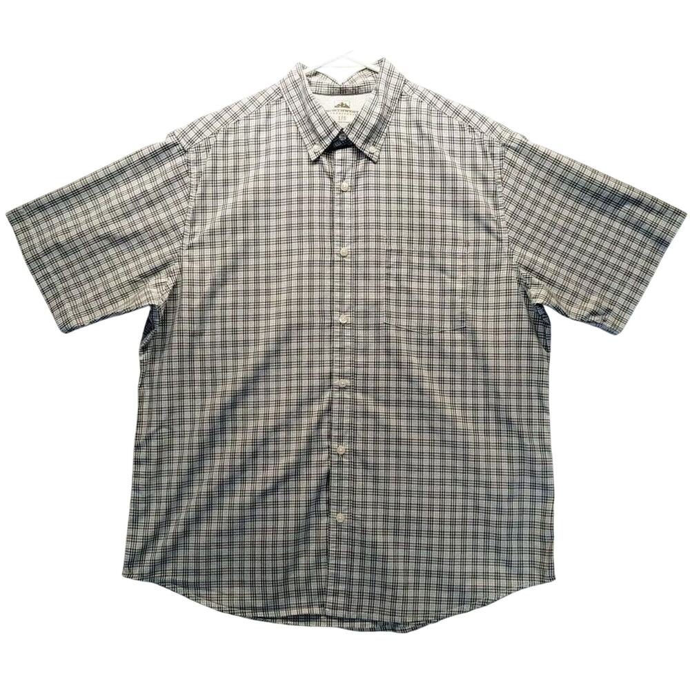 Northwest Territory Blue Plaid Button Down Shirt Mens Large Short Sleeve Pocket - Picture 1 of 7